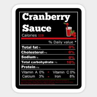 Cranberry Sauce Nutrition Sticker